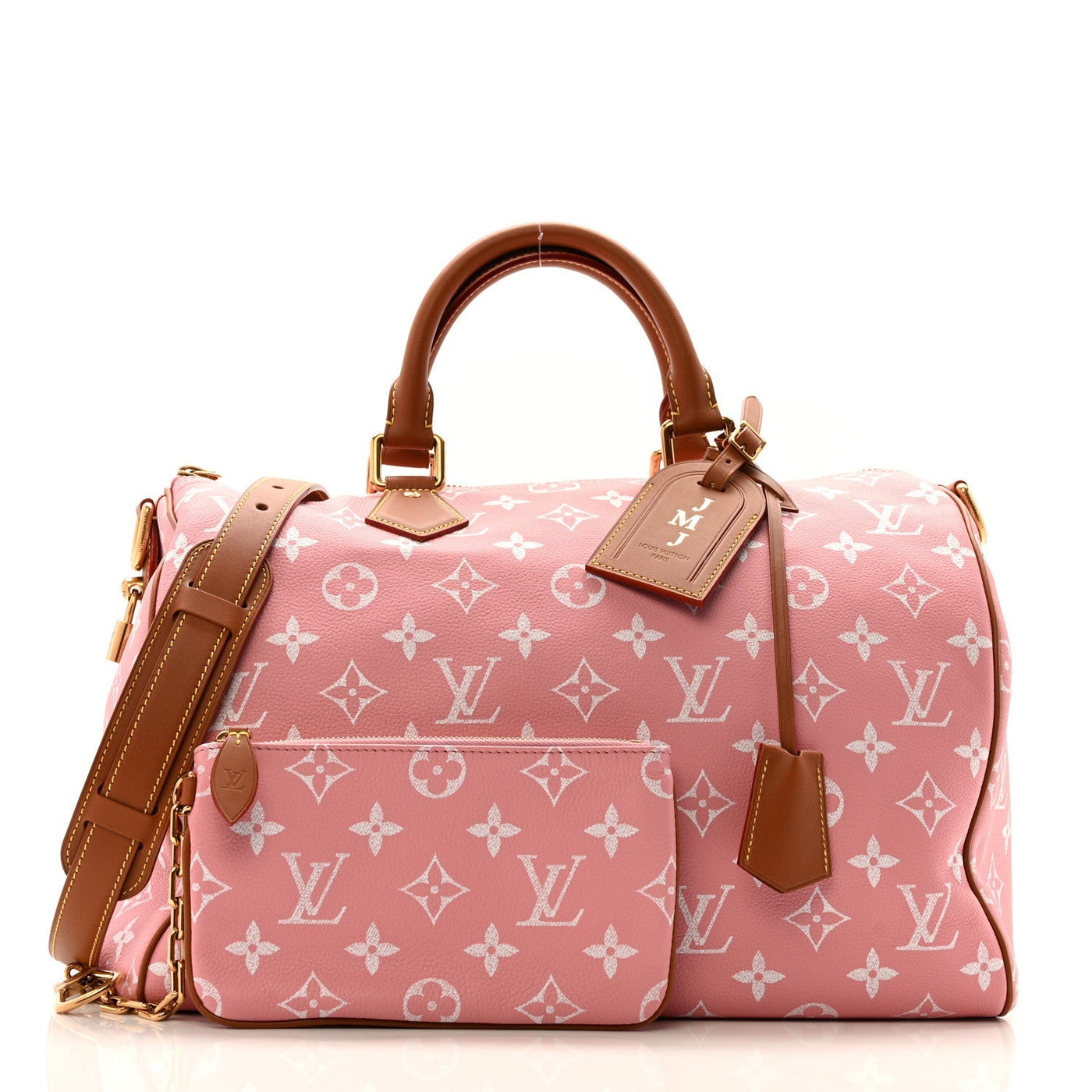 LOUIS VUITTON CALFSKIN MONOGRAM SPEEDY P9 BANDOULIERE 40 PINK SAKURA