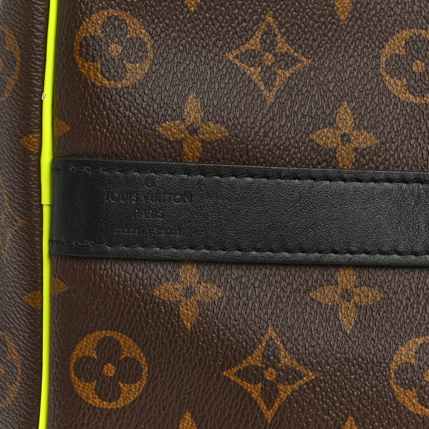LOUIS VUITTON MONOGRAM MACASSAR KEEPALL BANDOULIERE 50 FLORESCENT YELLOW
