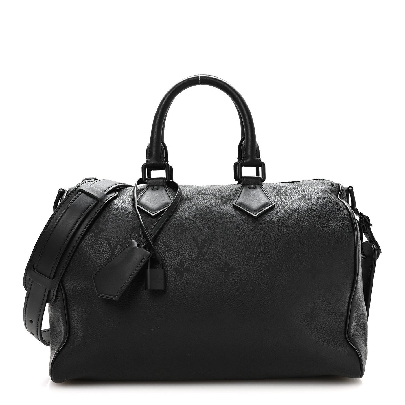 LOUIS VUITTON CALFSKIN MONOGRAM SPEEDY P9 BANDOULIERE 30 ULTRA BLACK
