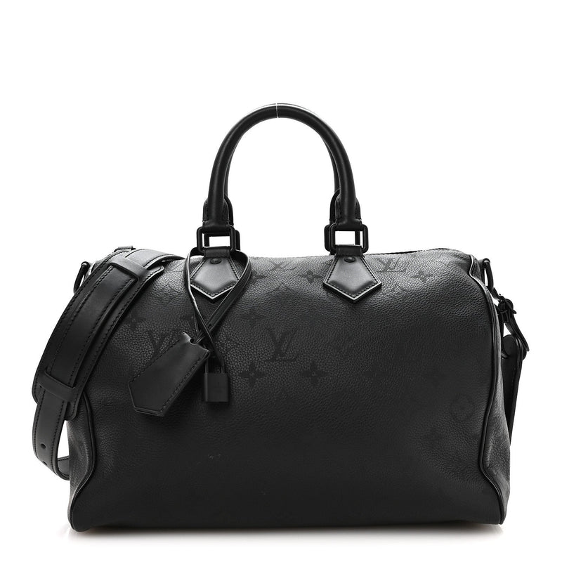 LOUIS VUITTON CALFSKIN MONOGRAM SPEEDY P9 BANDOULIERE 30 ULTRA BLACK
