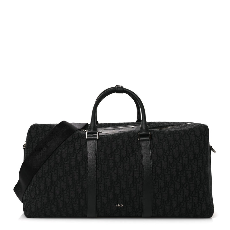 DIOR OBLIQUE JACQUARD GRAINED CALFSKIN LINGOT 50 BLACK