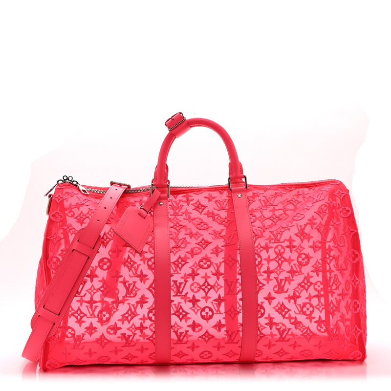 LOUIS VUITTON MONOGRAM FLUO SEE THROUGH KEEPALL BANDOULIERE 50 ROSE