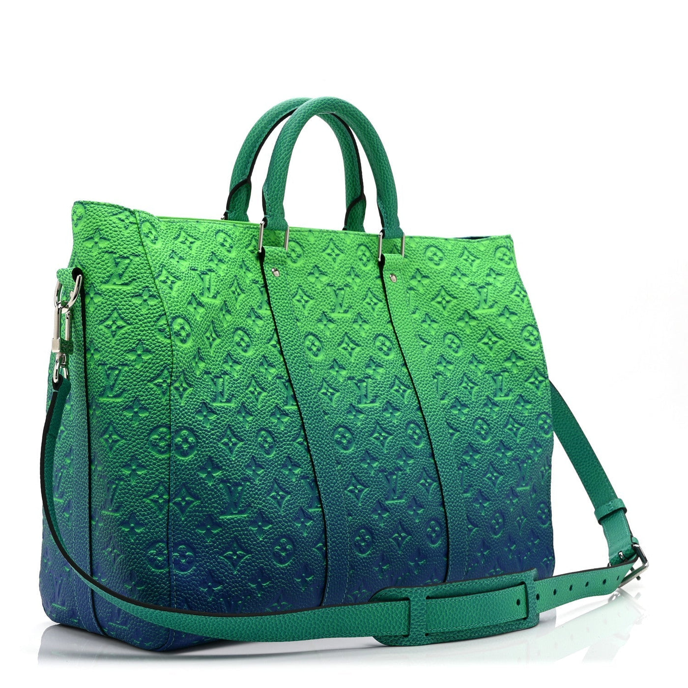 LOUIS VUITTON TAURILLON ILLUSION KEEPALL TOTE BLEU VERT