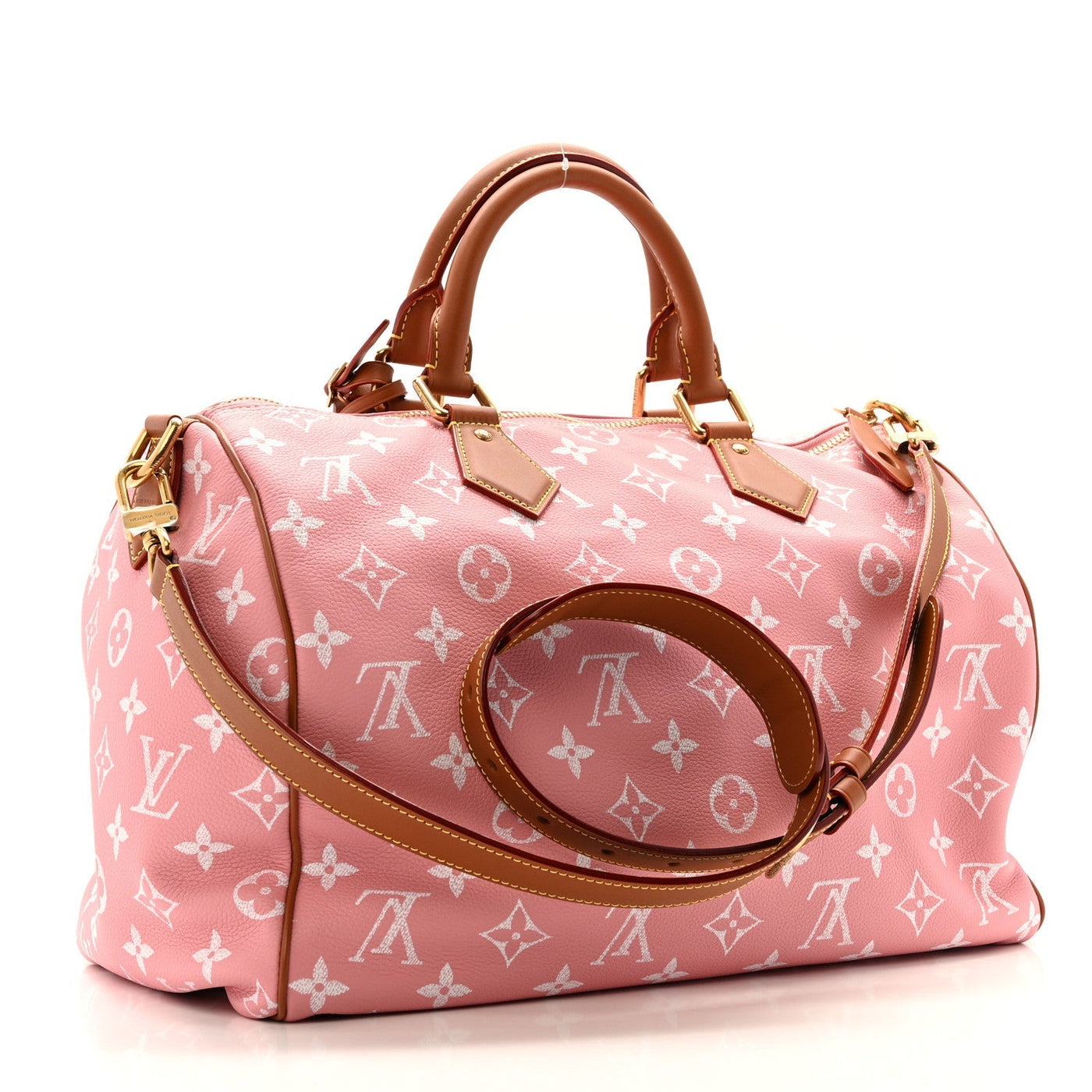 LOUIS VUITTON CALFSKIN MONOGRAM SPEEDY P9 BANDOULIERE 40 PINK SAKURA